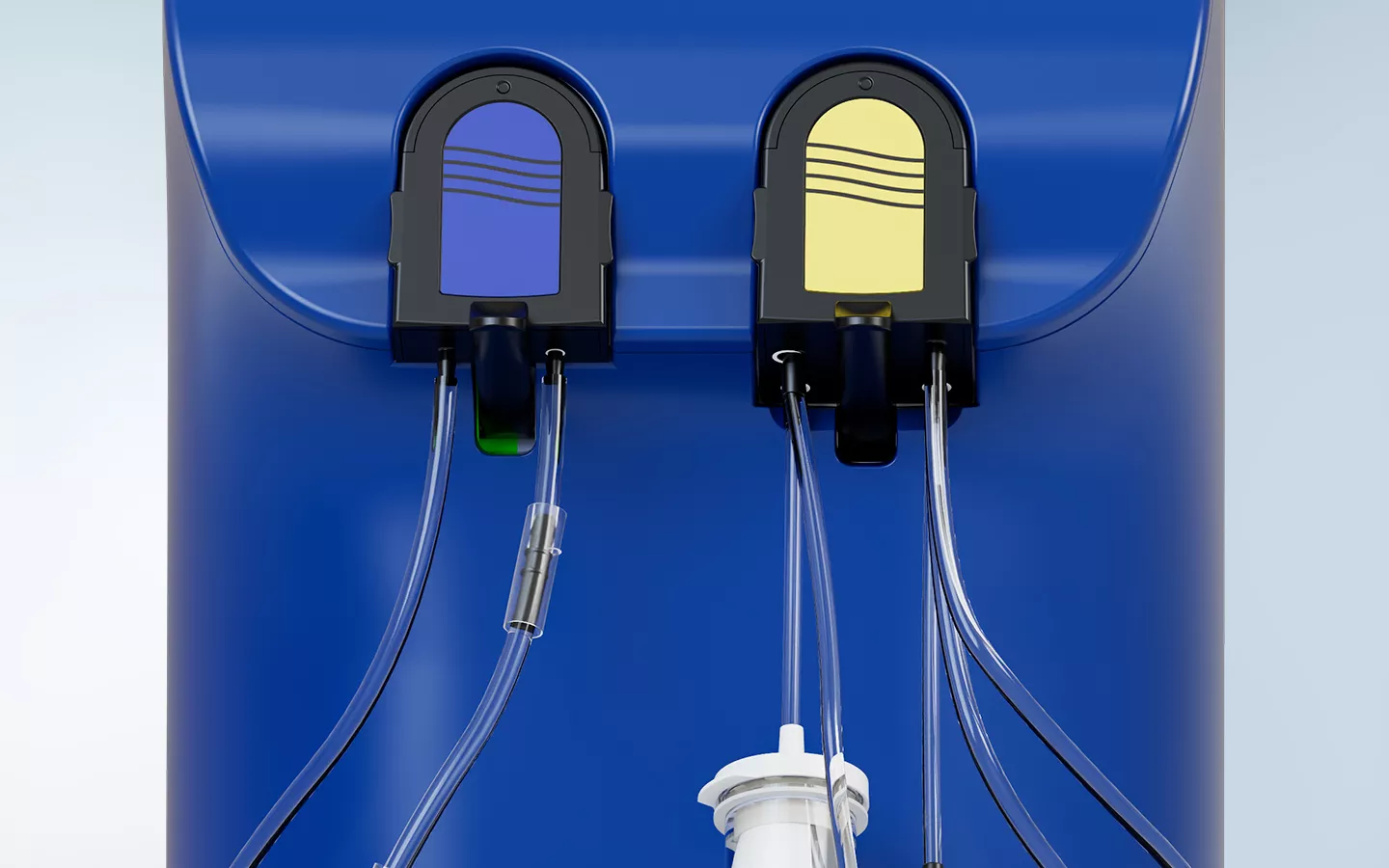 Close up of retention levers on the Fluent Pro Fluid Management System